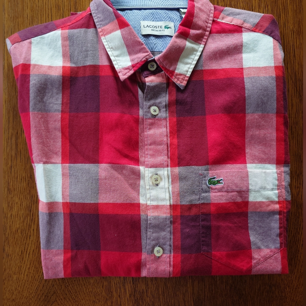 Lacoste Men's Red Plaid Shirt